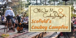 View of crowd from stage at Scofield's Cowboy Campfire - Experience the old American West at Scofield's Cowboy Campfire in Fiddletown, CA, with a chuck wagon dinner and cowboy music from world-renowned performers.