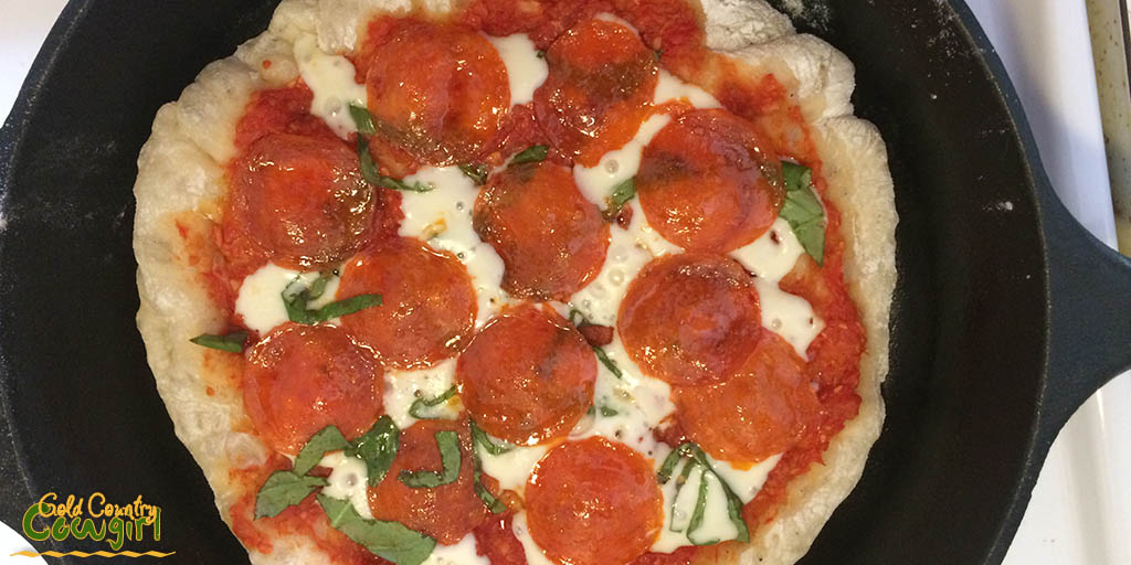Baking Pizza - Stovetop before finishing under the broiler