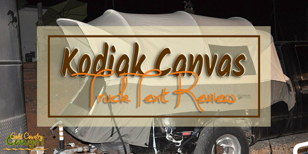 photo of truck tent with text overlay: Kodiak Canvas Truck Tent Review