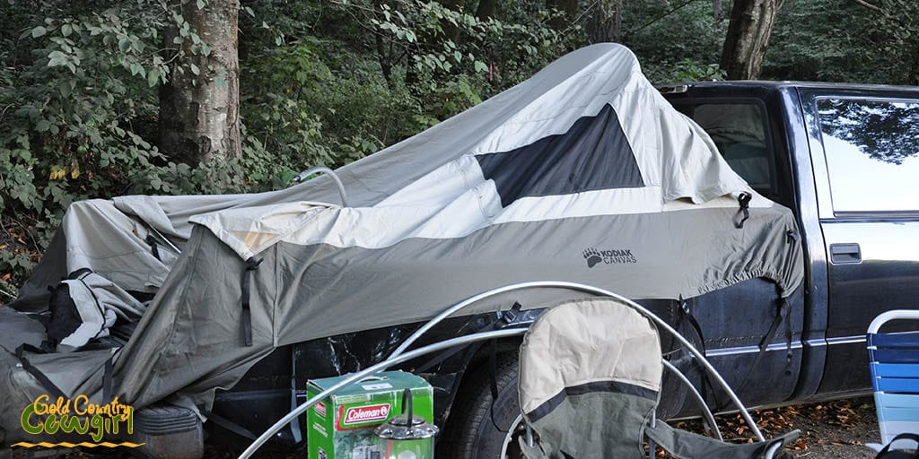 Putting tent up at campground