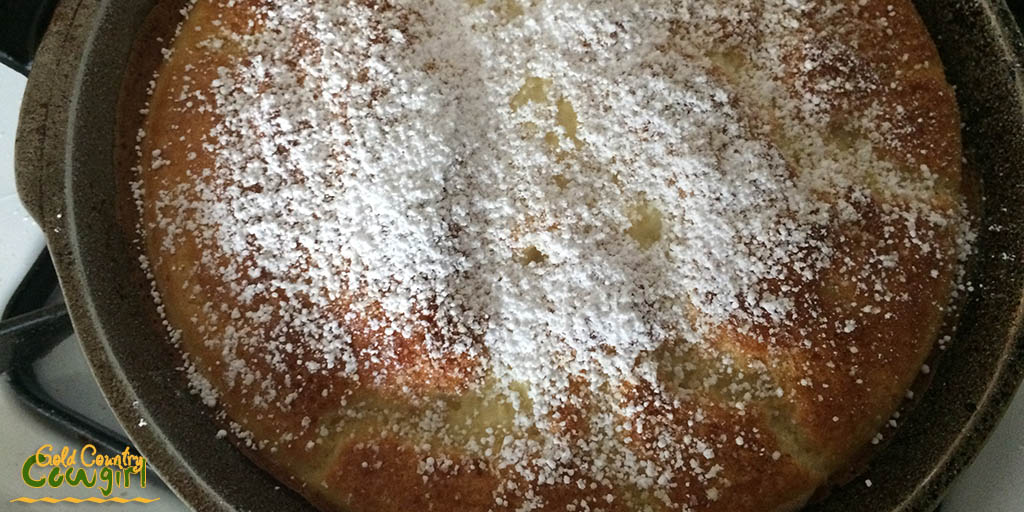 Dutch baby pancake with butter and powdered sugar