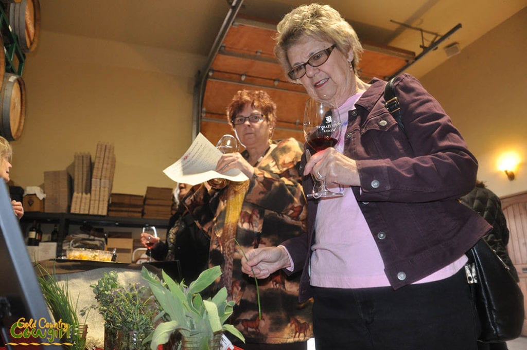 Anne reading about food and wine pairing with herbs