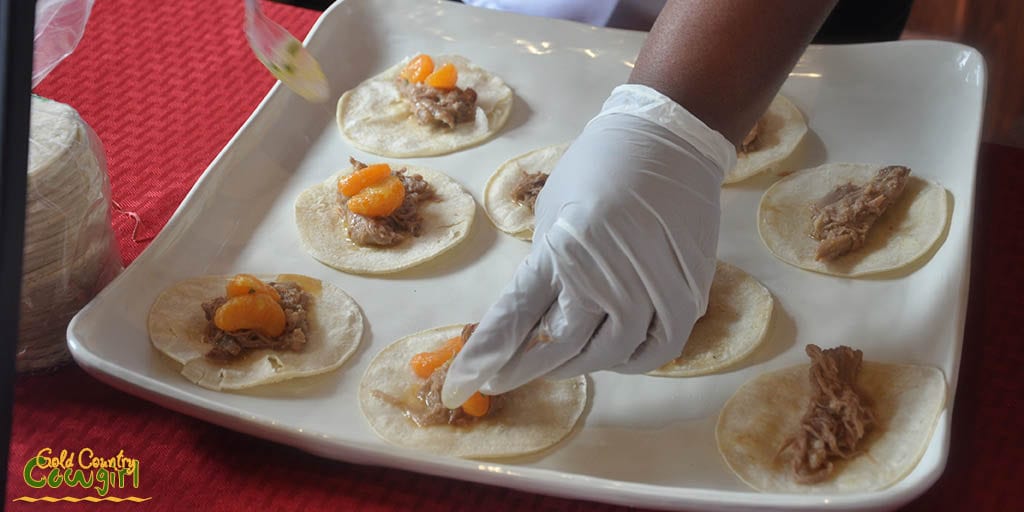 Pork tacos with mandarin oranges