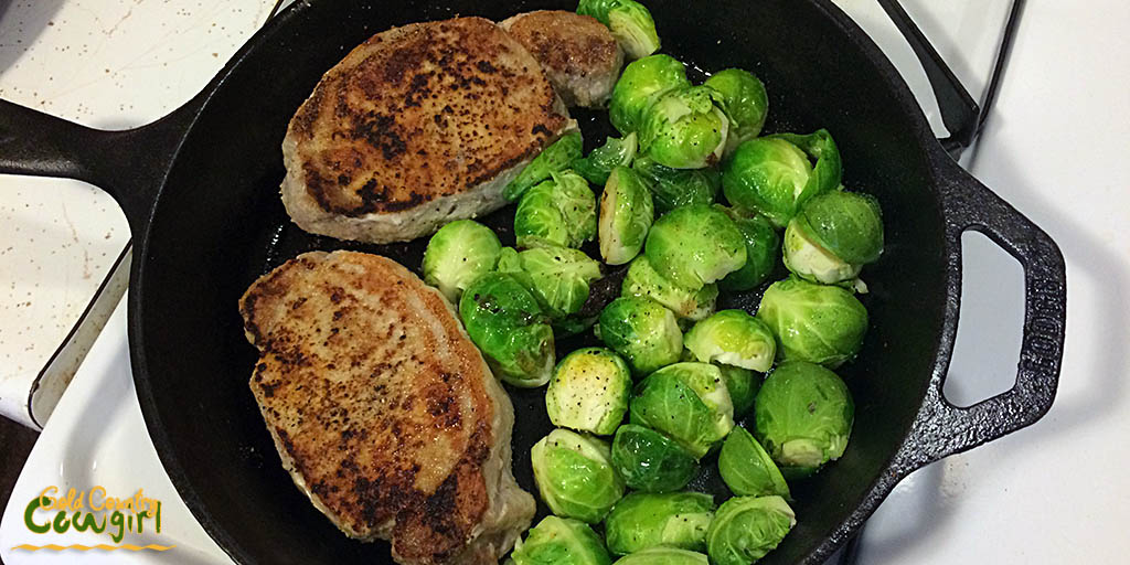 Turn meat and stir vegetables