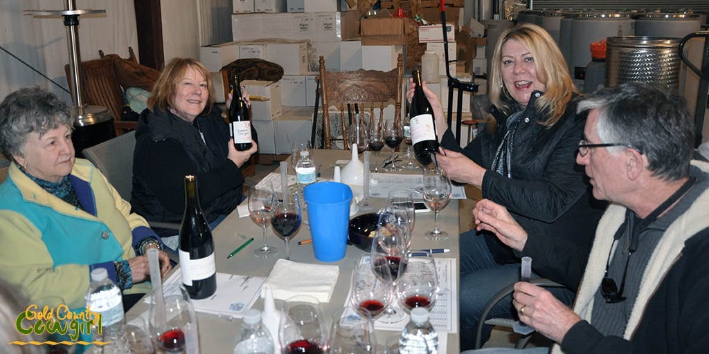 Debbie and Frannie showing off their bottles from our wine blending class