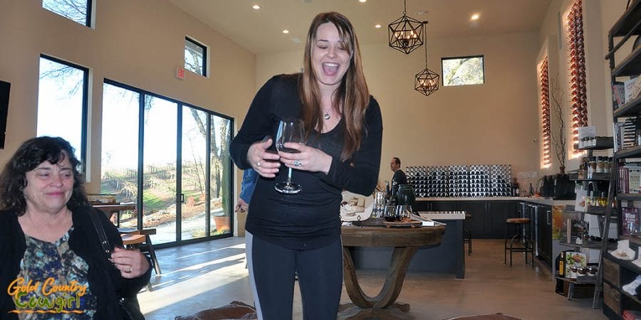 Sentivo Vineyards interior with Christina