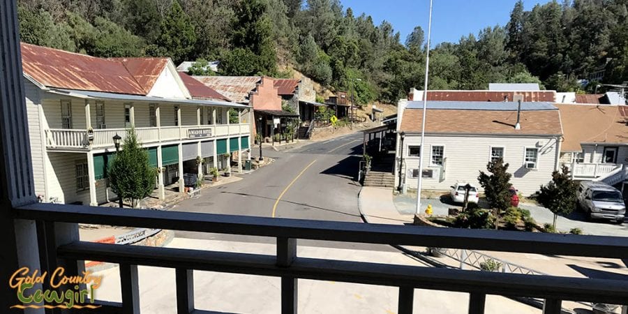 View of Amador City from balcony at Imperial Hotel