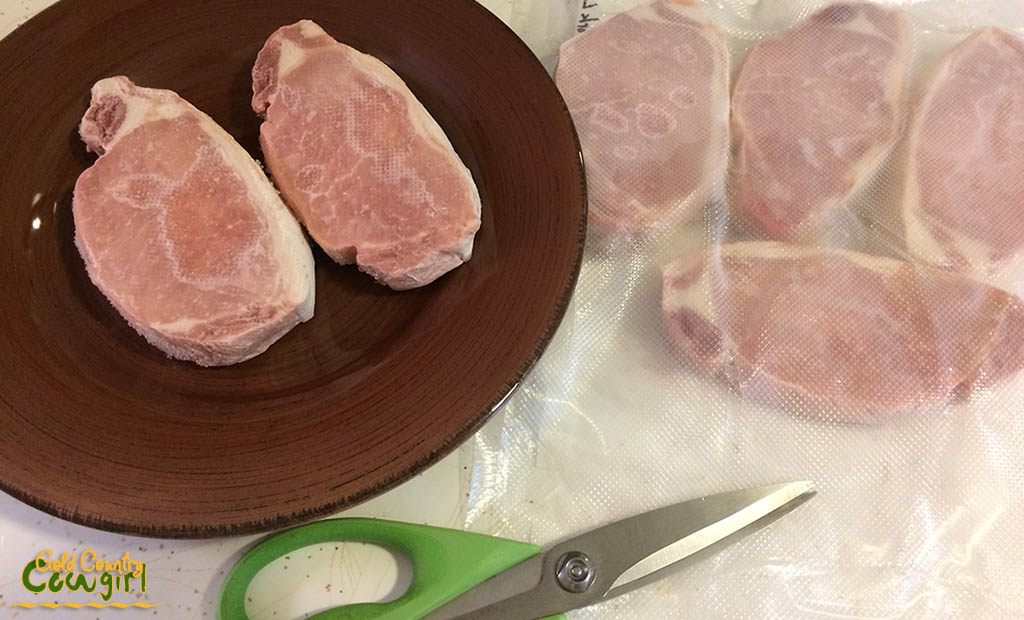 pork chops with cut bag