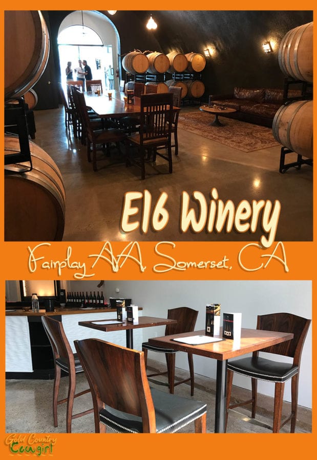 The new E16 Winery tasting room in Somerset, CA, has an inviting ambiance, friendly staff and delicious wine from both the E16 and Firefall labels. El Dorado County | Gold Country | wine tasting | travel