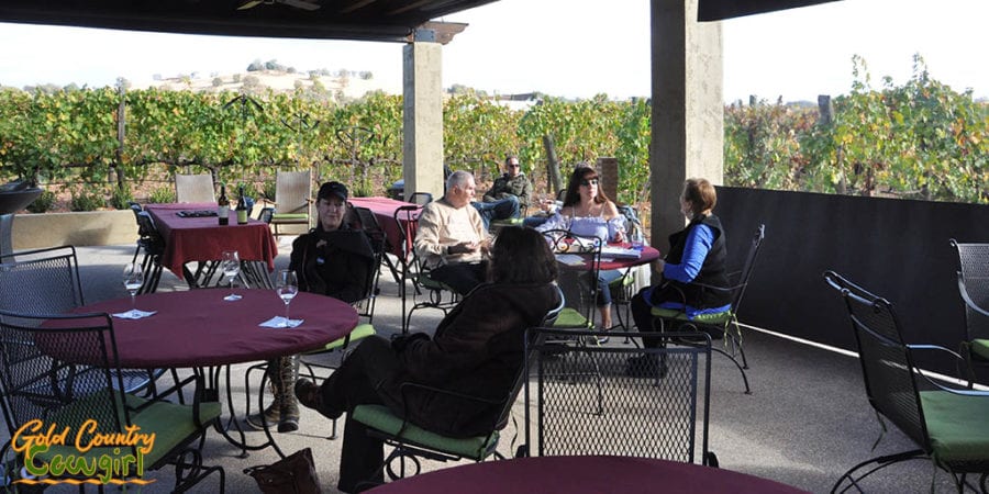 Outdoor patio surrounded by the vineyards