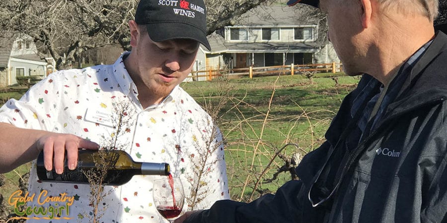 Pouring old vine zinfandel - wine tasting is the premier thing to do in Amador County