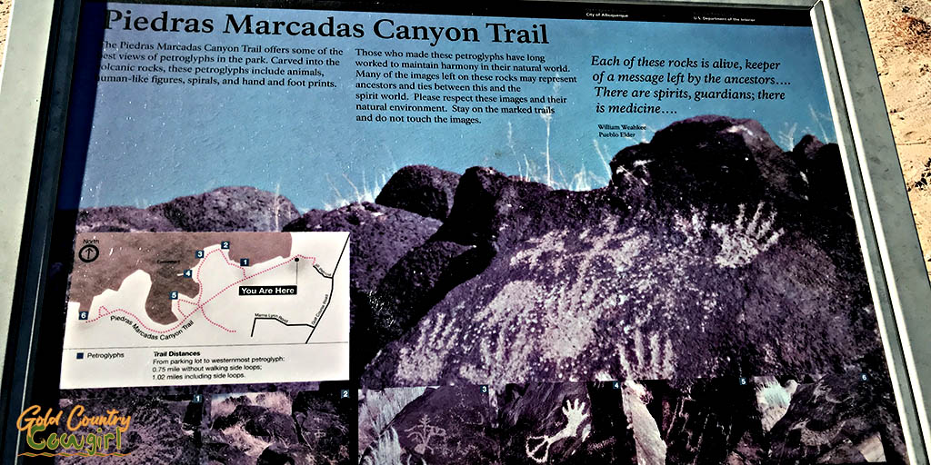 Piedras Marcadas Canyon Trail plaque