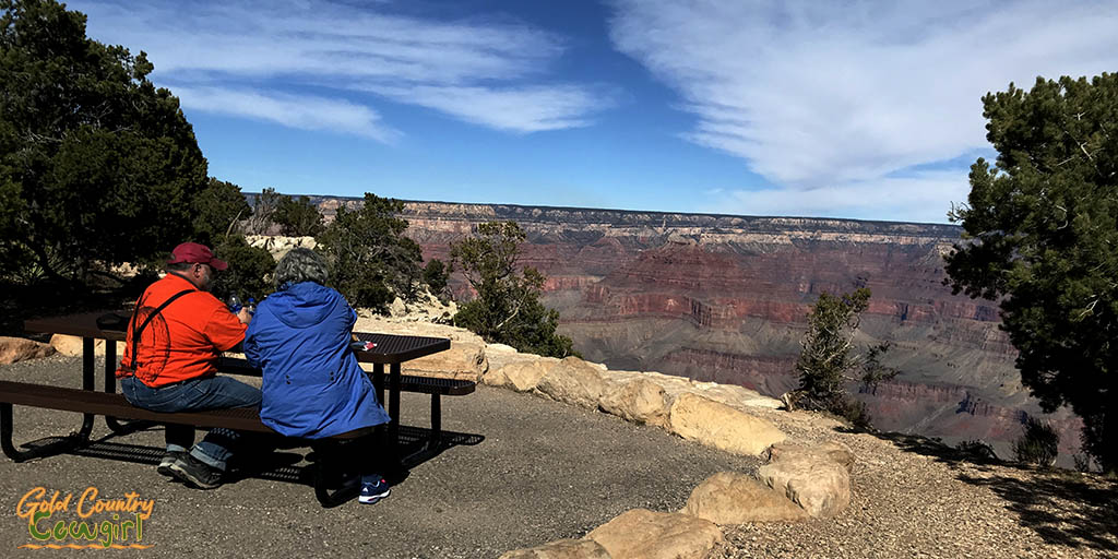View of Grand Canyon from picnic table