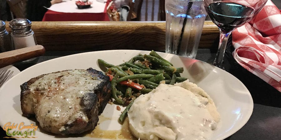 Pork chop dinner at Buck Owens Crystal Palace, Bakersfield, CA