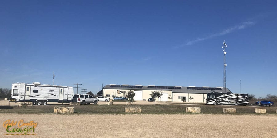 Two rigs parked at Walker Honey Farm