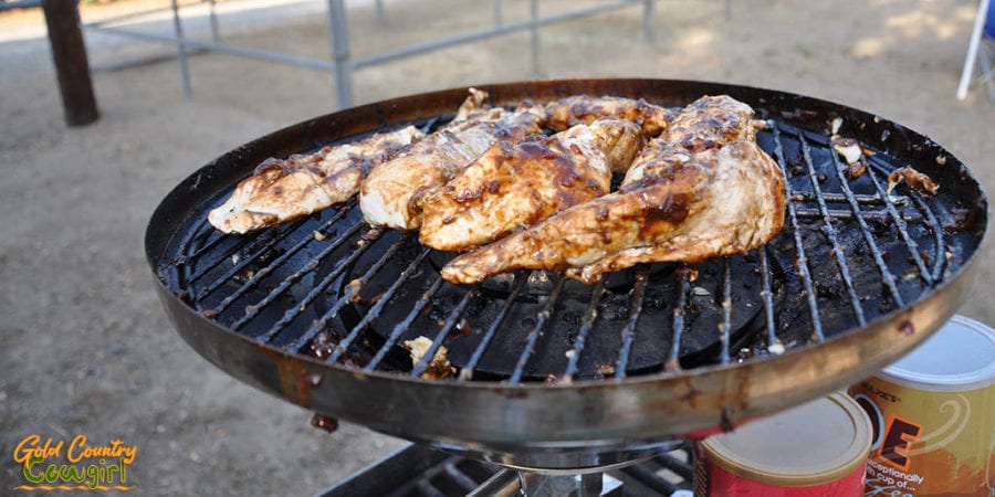 Chicken cooking on Magma grill - was it one of my most useful RV must haves?
