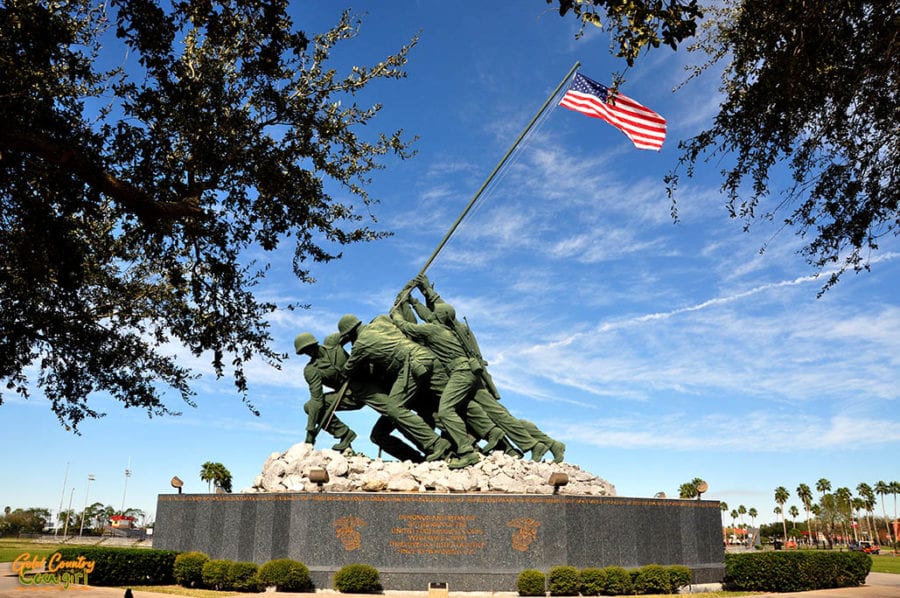 Iwo Jima Monument through trees