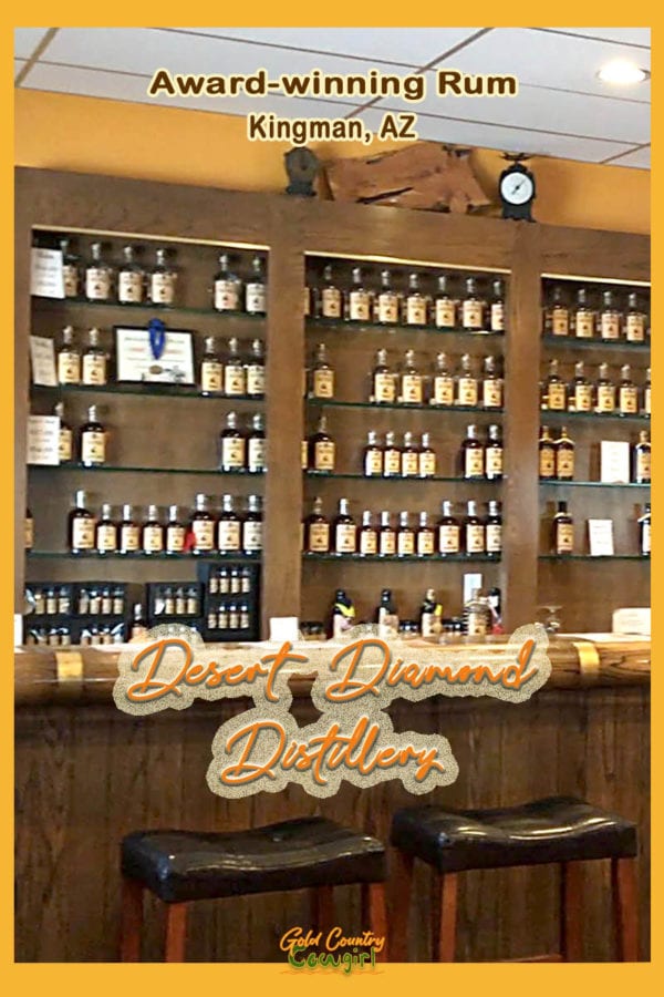 Interior with bar and bottles of rum at Desert Diamond Distillery