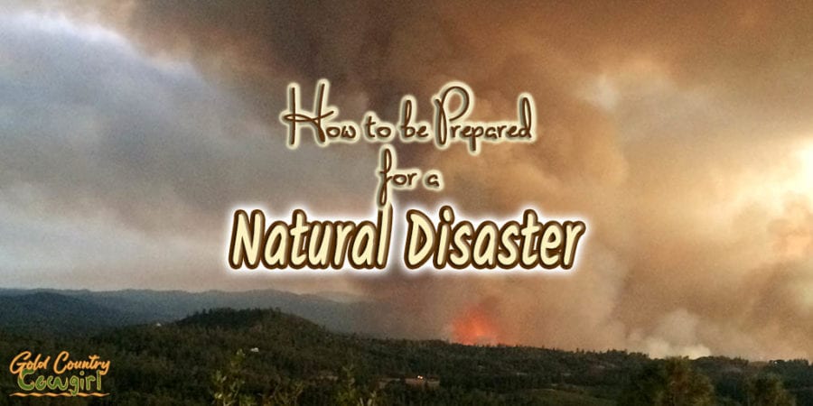 Flames and smoke from wildfire with text overlay How to be Prepared for a Natural Disaster