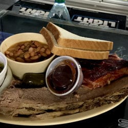 Dave's BBQ food combo brisket and spare ribs