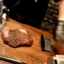 Smoking Oak food slicing brisket