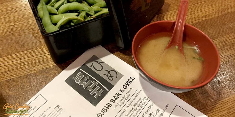 Hime Sushi Bar menu, edamame and soup