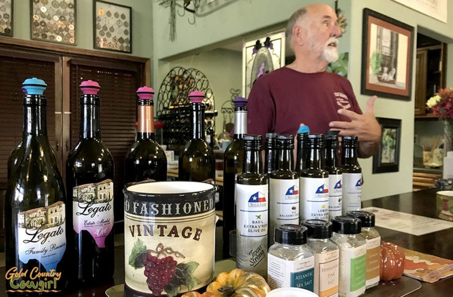 Owner Bill Bledsoe in tasting room at Texas Legato Winery