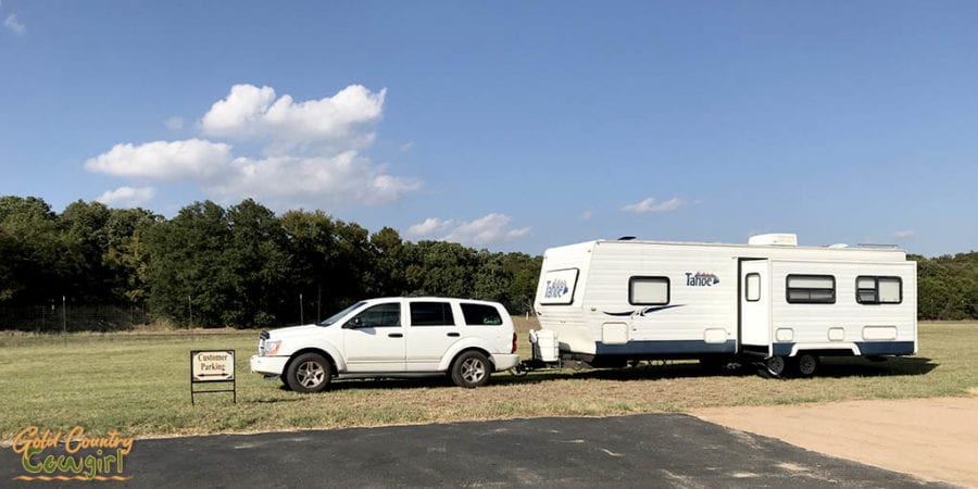 car and trailer parked at Texas Legato Winery