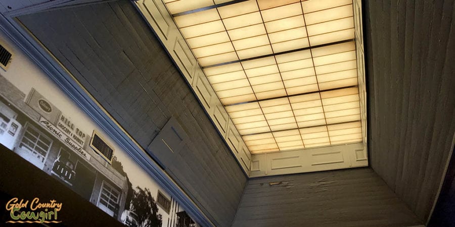 skylight and old photo at Cafe Alley Ardmore Oklahoma