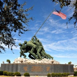Iwo Jima Monument through trees
