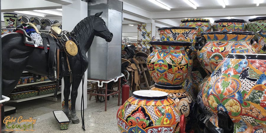 colorful potter in a store in Nuevo Progreso, Mexico - a main attraction for Winter Texans