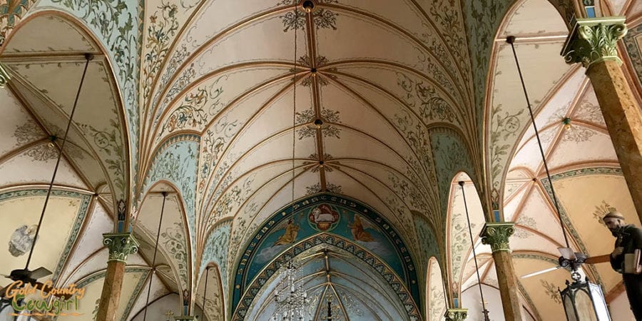 ceiling of a Painted Church, one of the best places to visit in Schulenburg, Texas