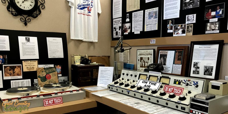 radio broadcasting equipment on exhibit at Texas Polka Music Museum, a unique place to visit in Schulenburg, Texas