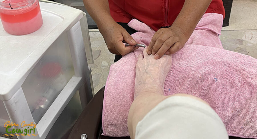 getting a pedicure