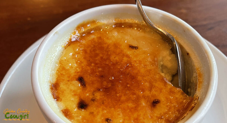 Creme brulee at The Turtle in Brownwood, Texas