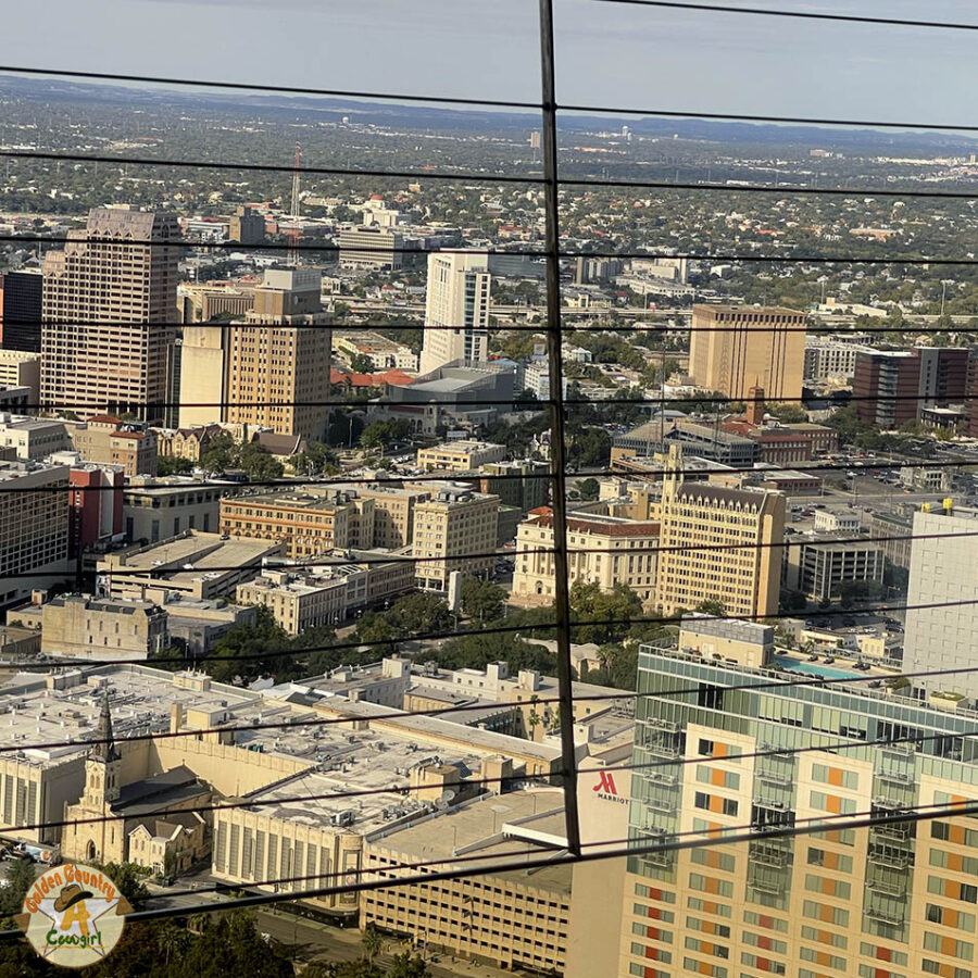 view of downtown San Antonio from the Flags over Texas Observation Deck Tower of the Americas