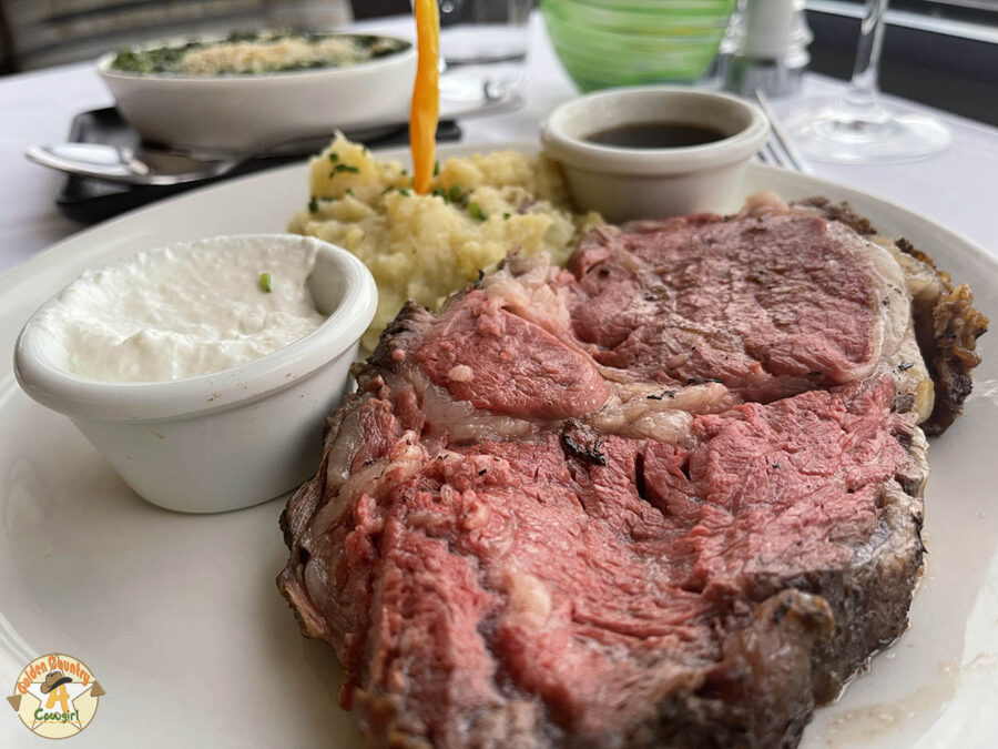 prime rib dinner at Chart House, Tower of the Americas