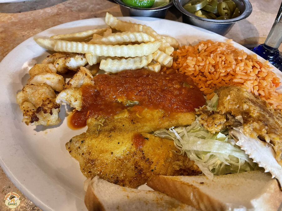 seafood plate at Pancho's Bar, one of the best places to eat in Nuevo Progreso