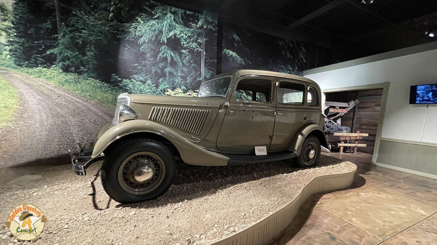 Replica of the 1934 Ford V8 Deluxe — the famous Bonnie & Clyde getaway car in the Texas Ranger Museum