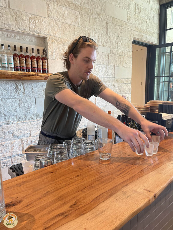 tasting after the tour starts with vodka a Dripping Springs Distilling
