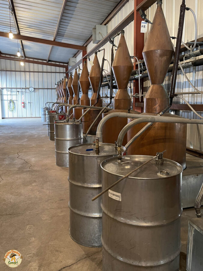 small batch, copper pot stills on tour of Dripping Springs Distilling