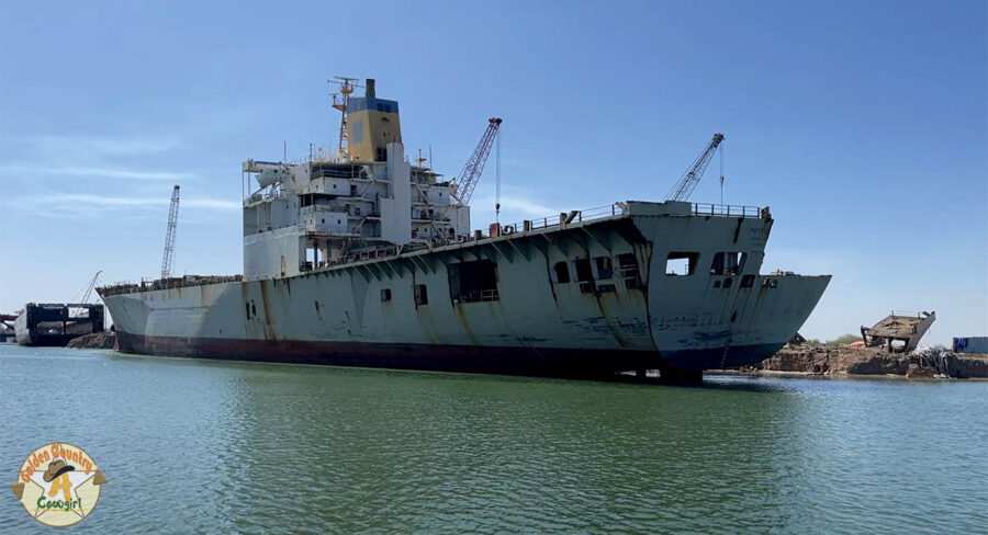 Ship being dismantled for recycling