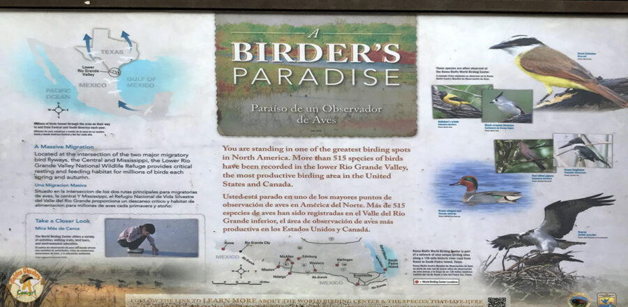 birder's paradise sign on observation deck at Roma Bluffs World Birding Center