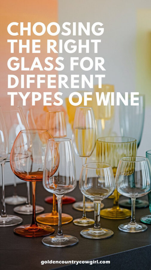 Various sizes of glasses with text overlay Choosing the Right Glass for Different Types of Wine.