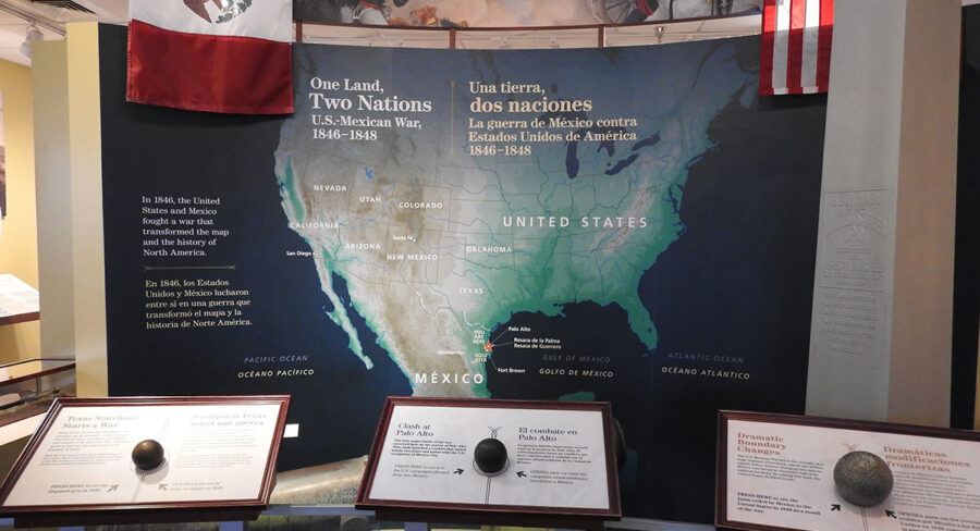 An exhibit inside the visitor center at Palo Alto Battlefield.