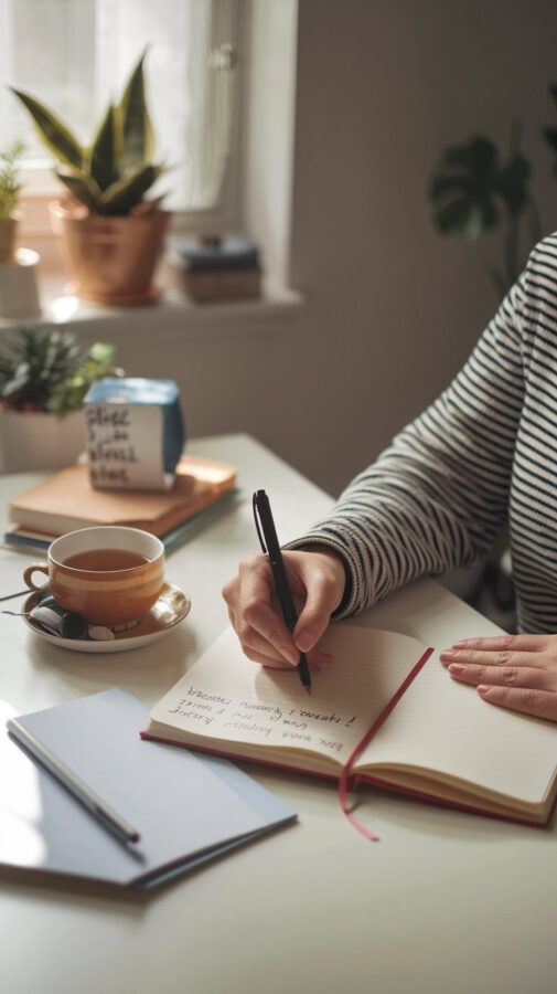 A close up of someone writing in a journal. Valentine’s Day doesn’t just have to be about self-indulgence—it’s also a time to reflect on your personal growth. Setting small, achievable goals is an excellent form of self-care for seniors. 