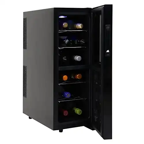 12 Bottle Dual Zone Wine Fridge for Red White Sparkling Wine