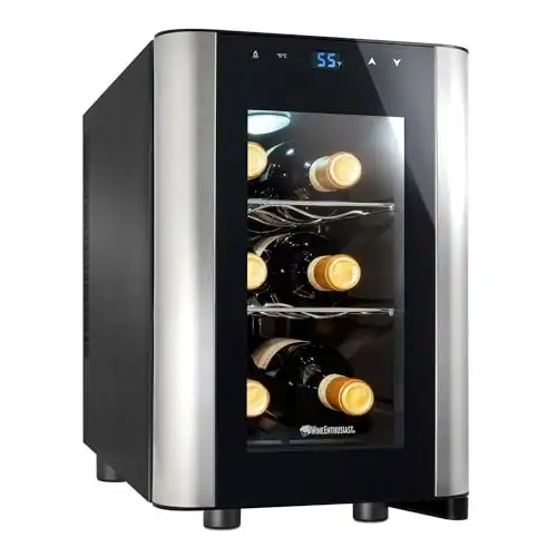 6-Bottle Countertop Wine Cooler with 3 Shelves, Adjustable Digital Temperature Control