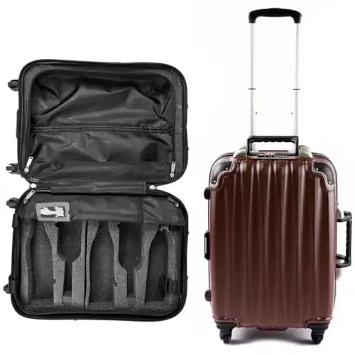 Original Wine Suitcase by FlyWithWine, 10 Year Warranty, 5 Bottle Wine Travel Luggage