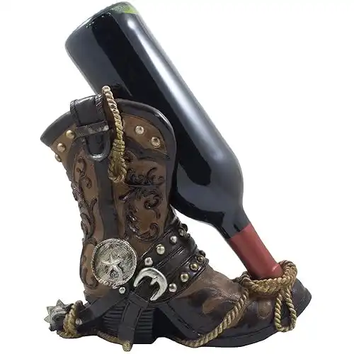 Fancy Cowboy Boot Wine Bottle Holder Decorative Display Stand
